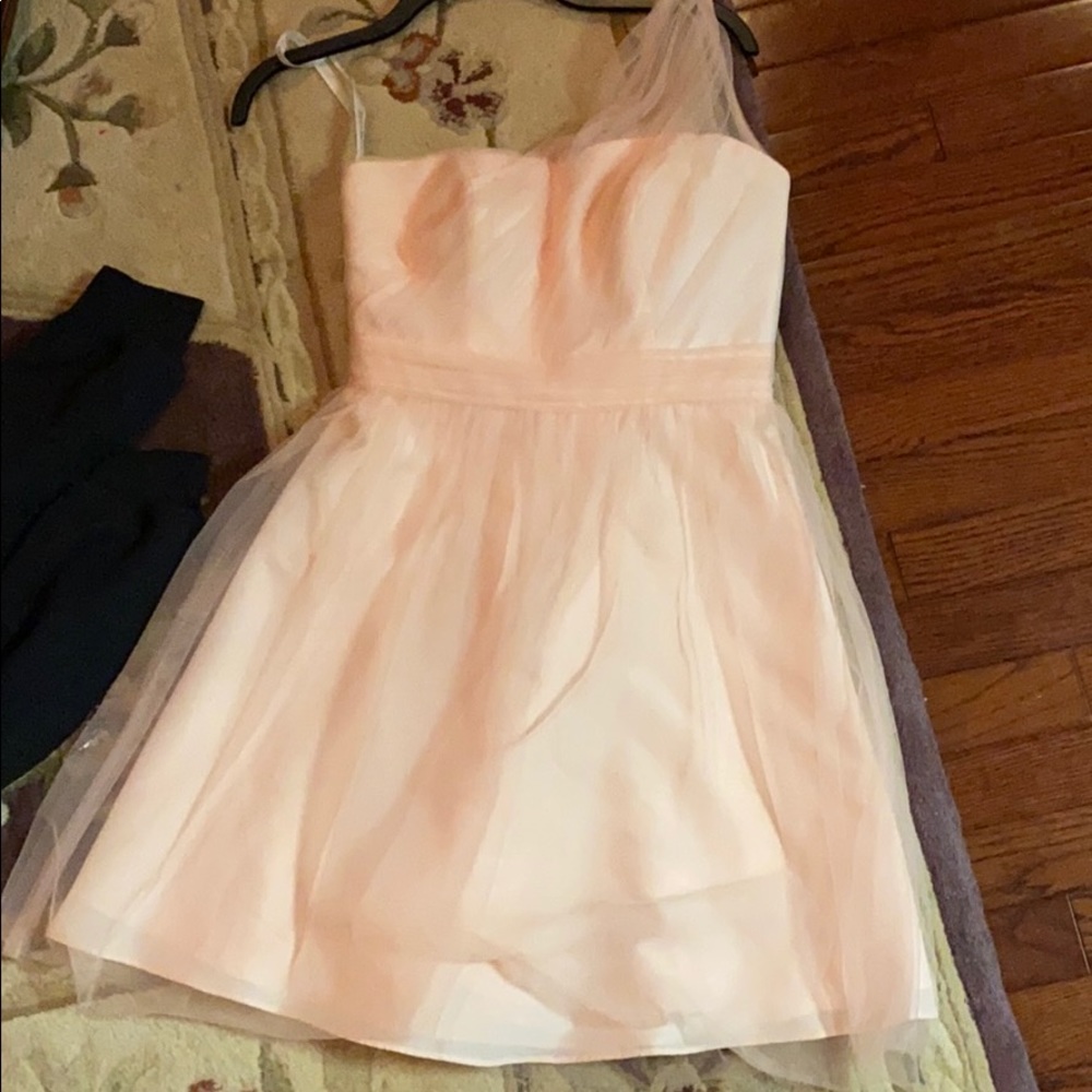 One Shoulder Tulle Mini Dress w/ Built-In Cups